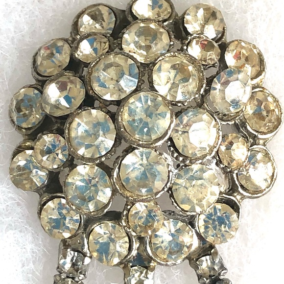 Vintage estate large clear rhinestone brooch - Picture 2 of 8